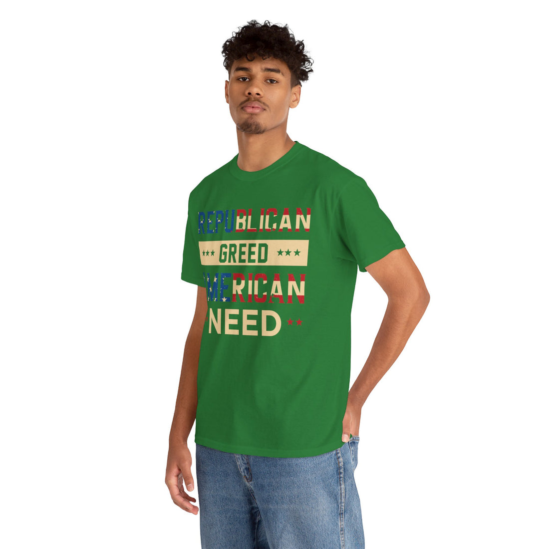 Republican Greed American Need Unisex Heavy Cotton Tee